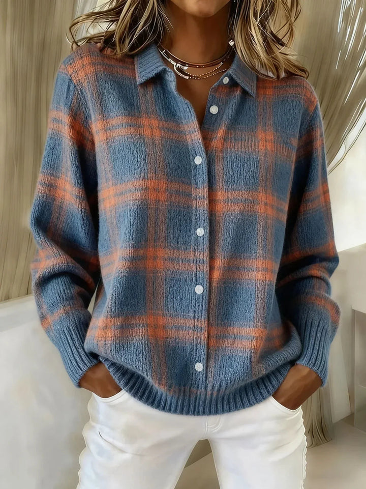 Manon | Veste-chemise en maille à carreaux