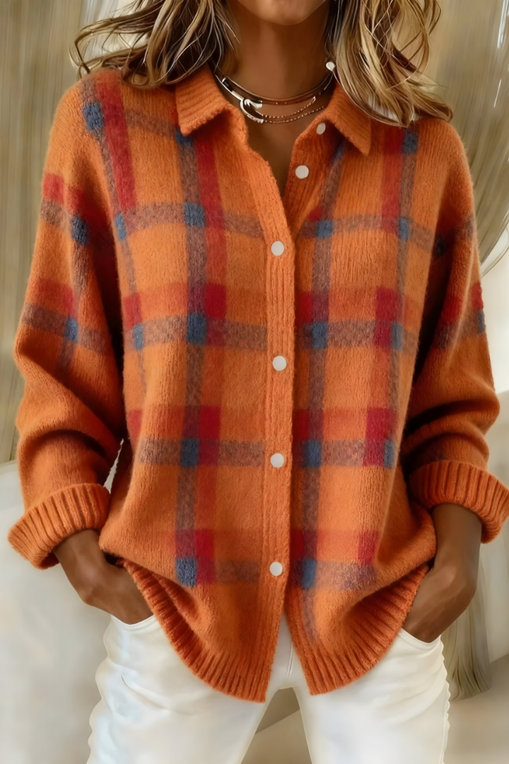 Manon | Veste-chemise en maille à carreaux