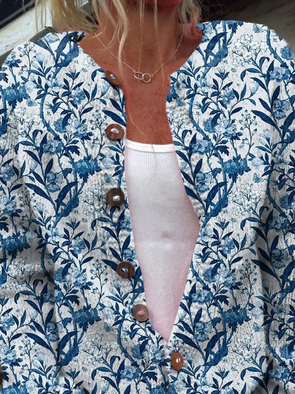 Cardigan à Imprimé Floral