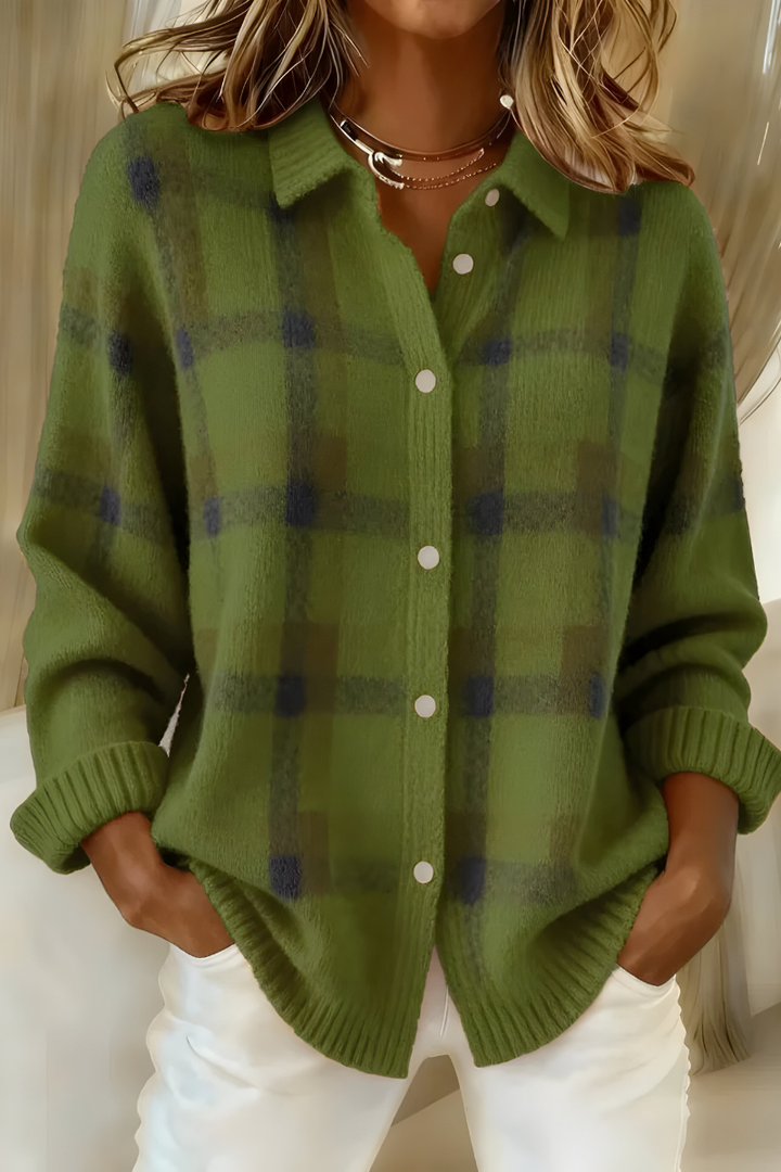 Manon | Veste-chemise en maille à carreaux