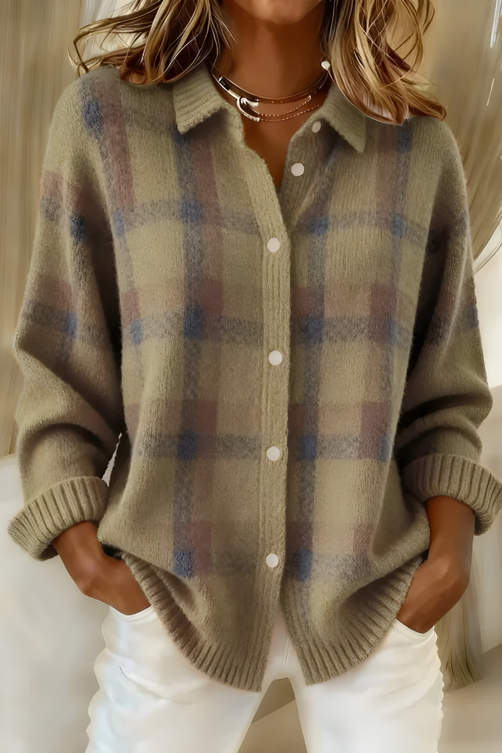 Manon | Veste-chemise en maille à carreaux