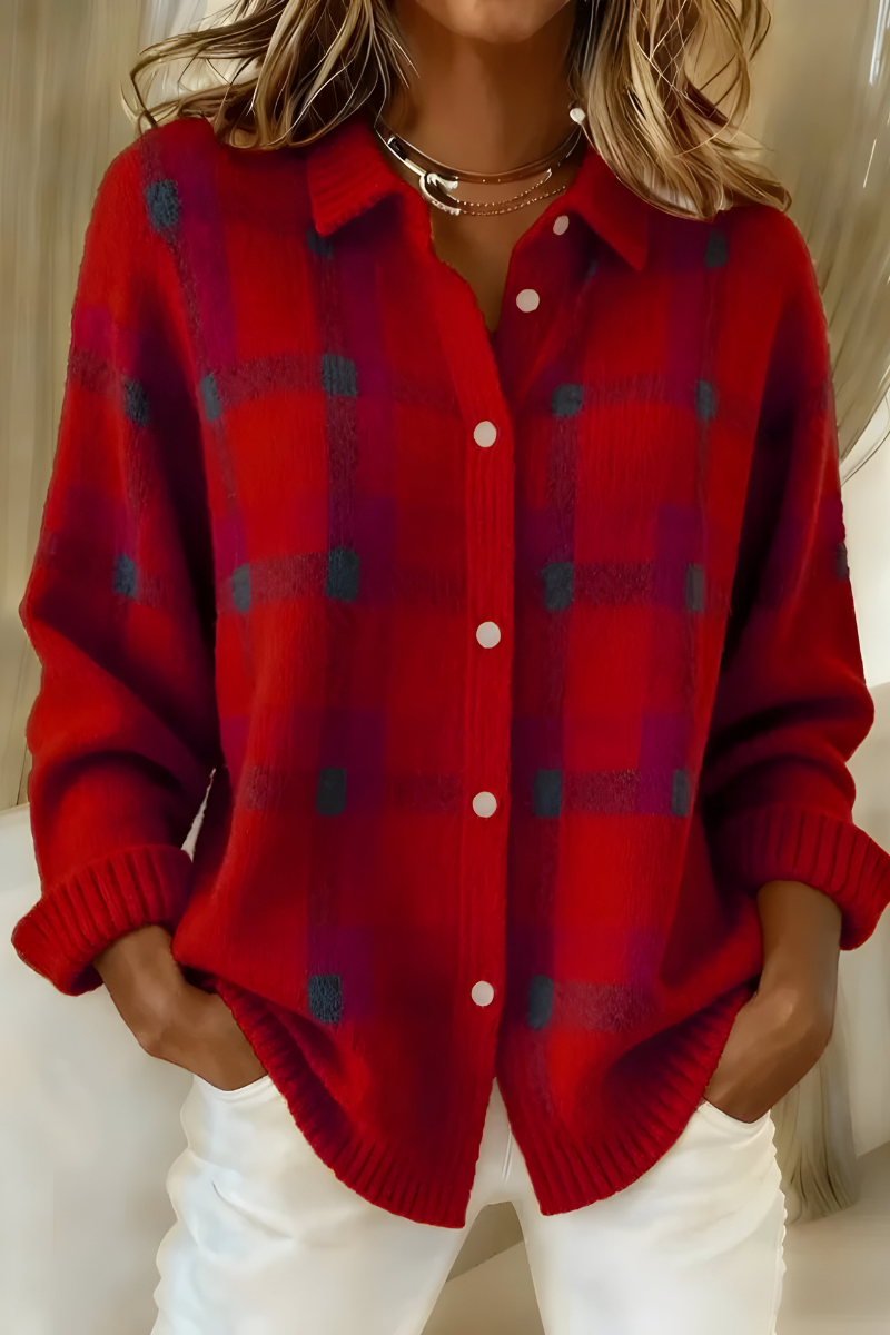 Manon | Veste-chemise en maille à carreaux