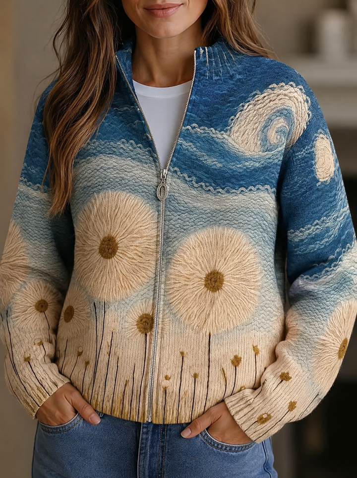 Sabine - Cardigan zippé matelassé Dandelion Meadow