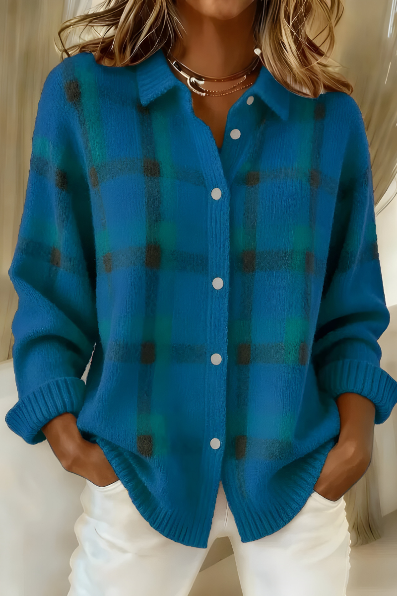Manon | Veste-chemise en maille à carreaux