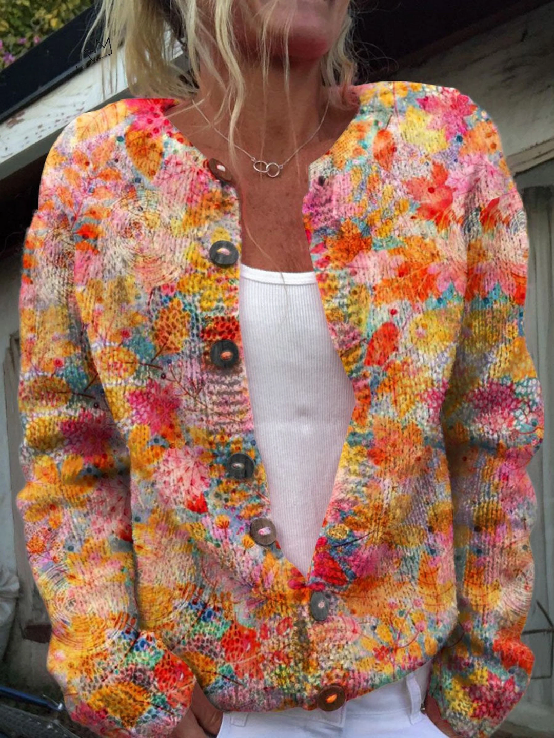 Cardigan Décontracté à Imprimé Floral