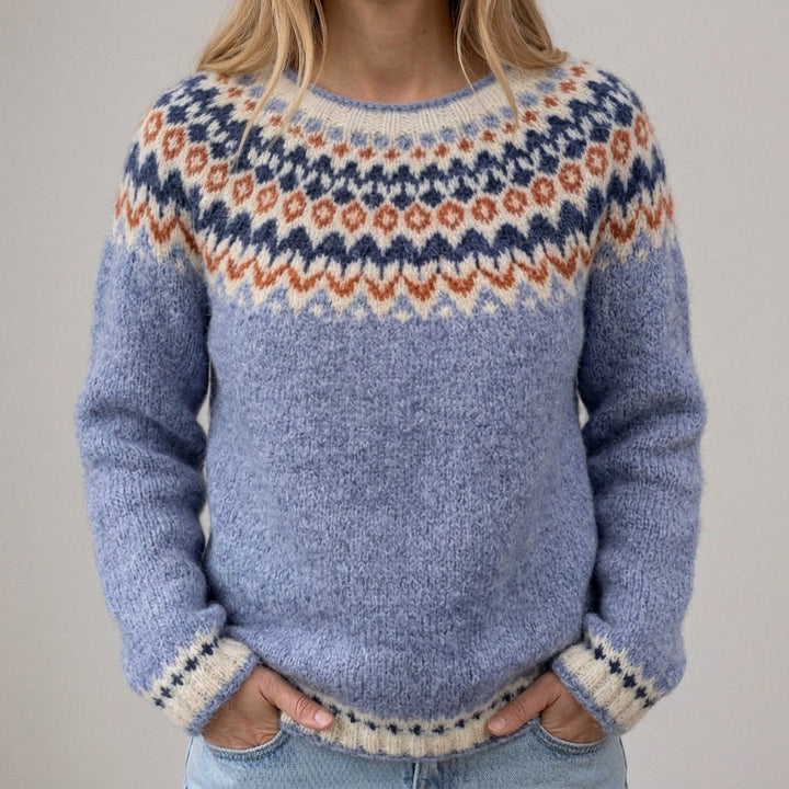 Das Nora | Pull bleu clair avec motif norvégien