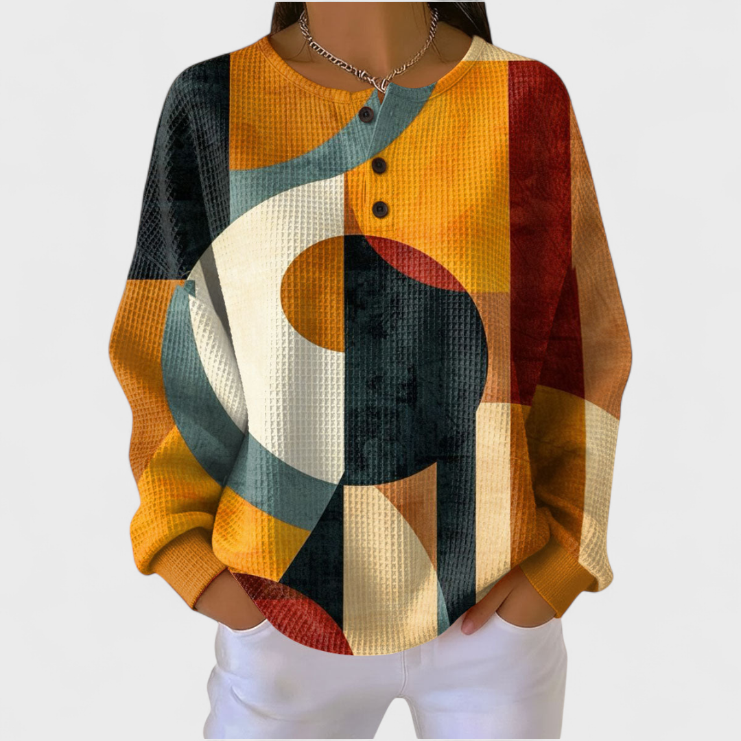 Camille | Pull en matériau structuré avec motifs géométriques