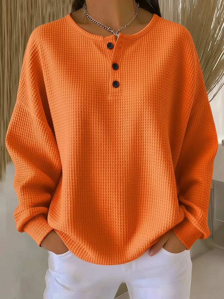 Pauline | Pull Henley en maille gaufrée