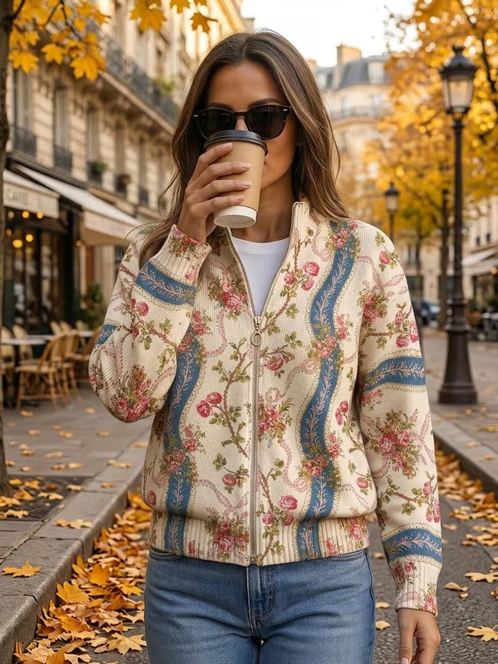 Clémentine - Cardigan en ruban de rose grimpante