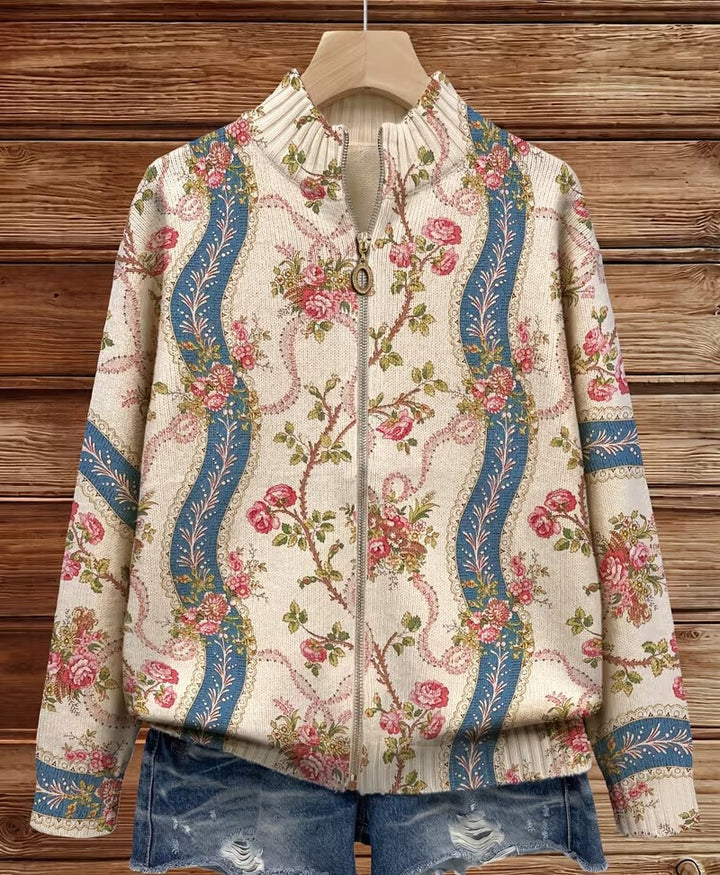 Clémentine - Cardigan en ruban de rose grimpante