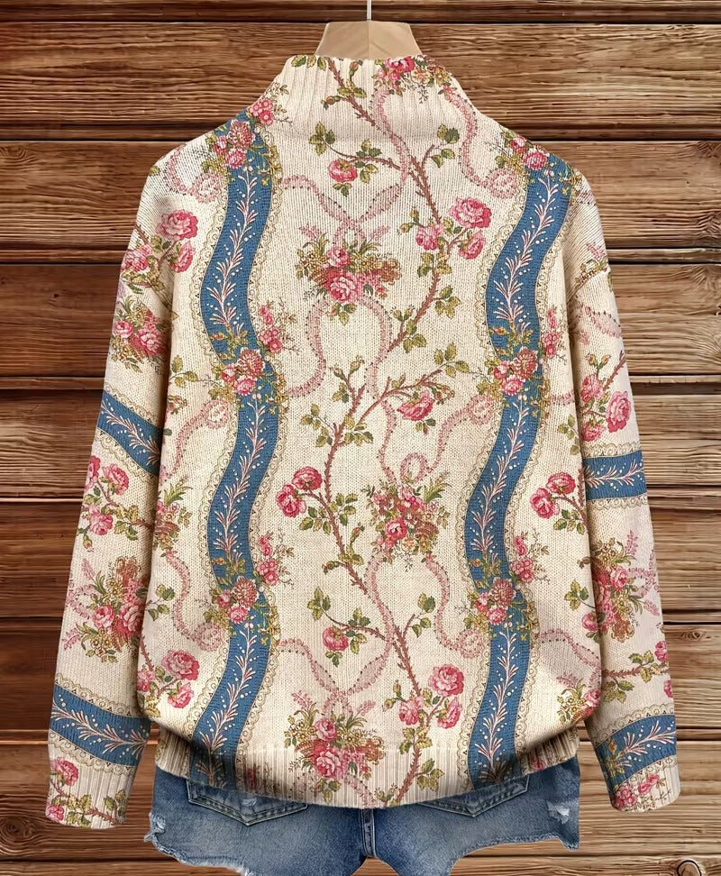 Clémentine - Cardigan en ruban de rose grimpante