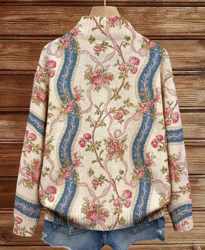 Clémentine - Cardigan en ruban de rose grimpante