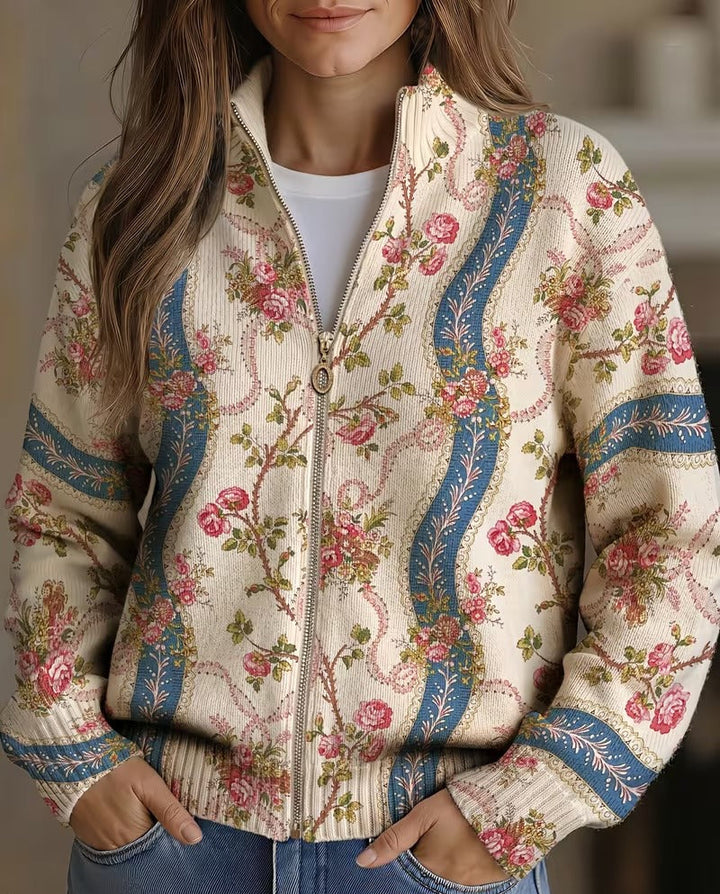 Clémentine - Cardigan en ruban de rose grimpante