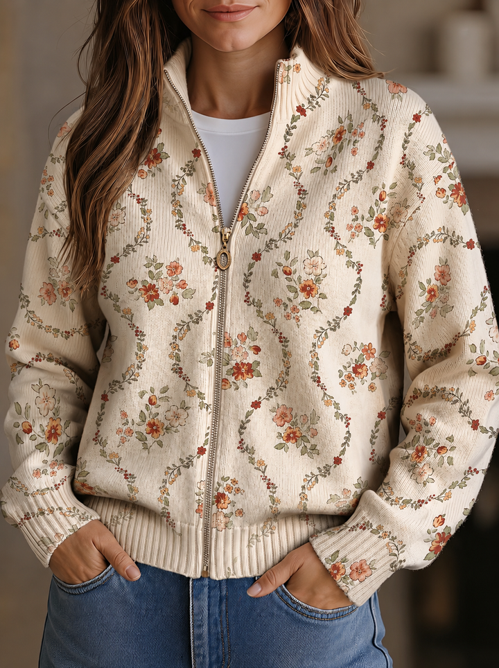 Anaïs - Imprimé Crème de Vigne Florale Délicate