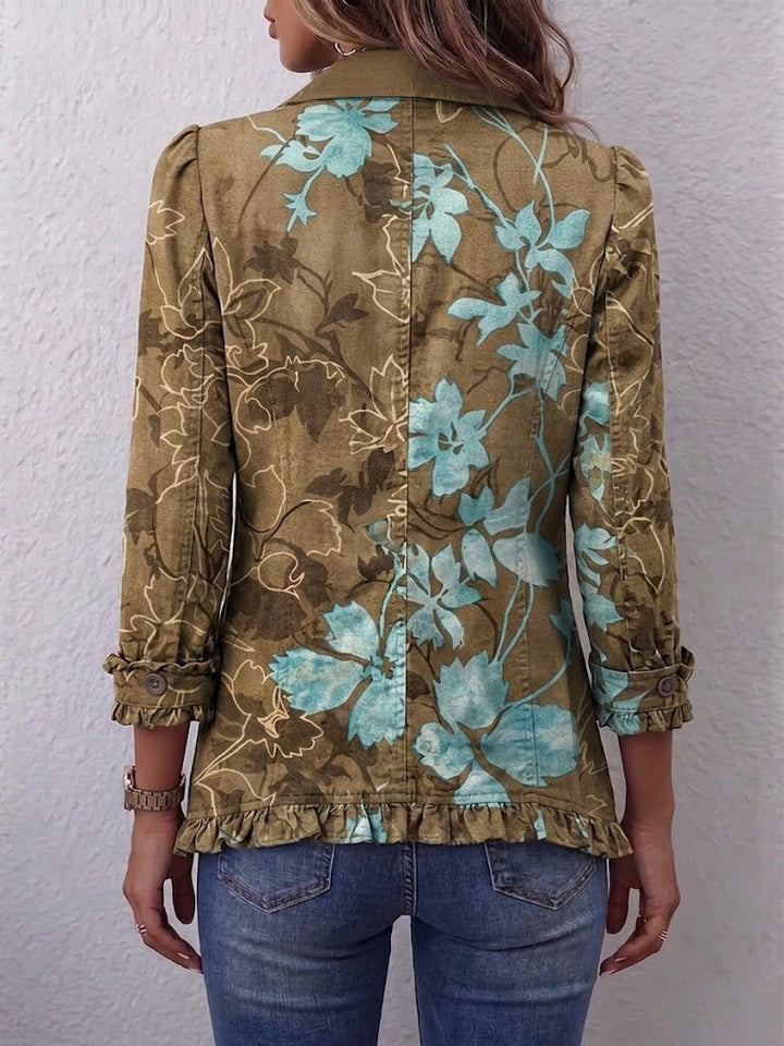 Léa | Veste Vintage Florale à Volants en Dégradé Bohème