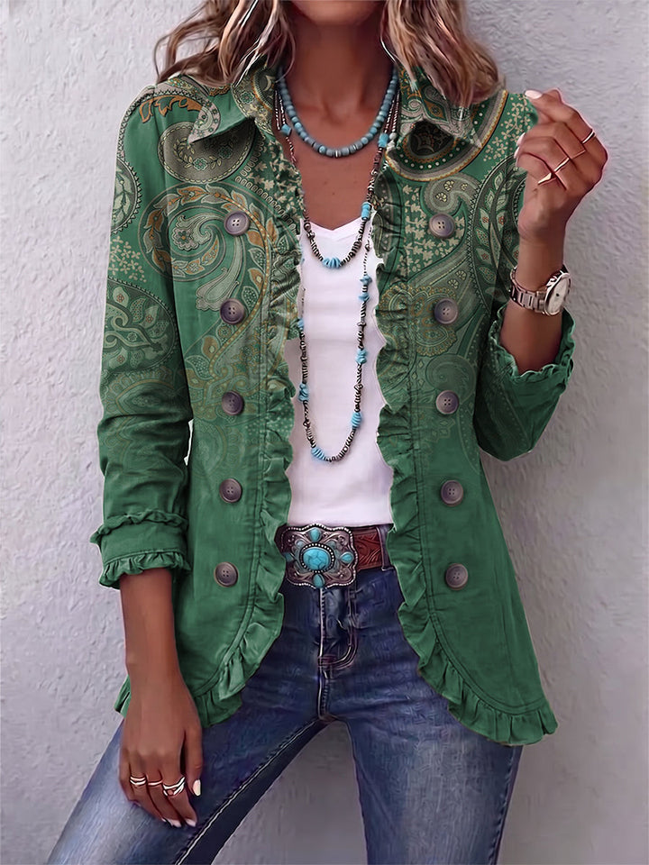 Margaux | Veste à volants en imprimé paisley bohème