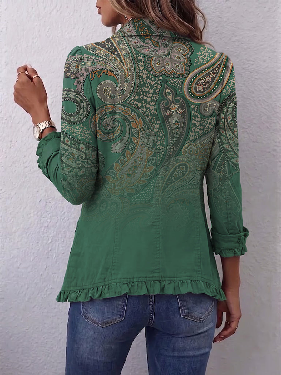 Margaux | Veste à volants en imprimé paisley bohème