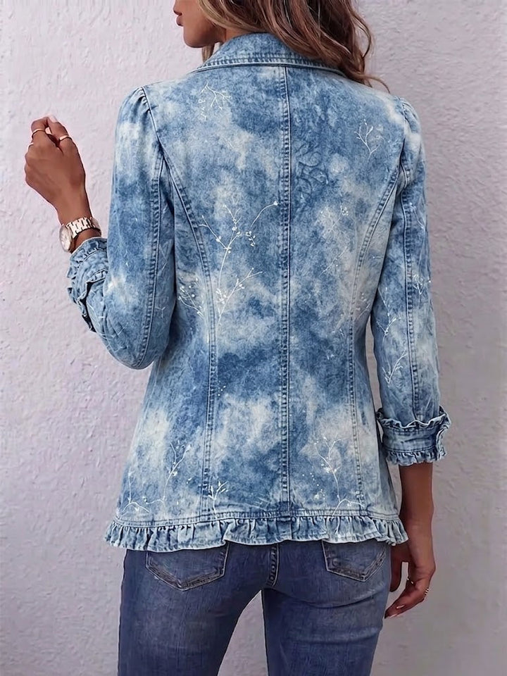 Sofia | Veste vintage à imprimé botanique dégradé style boho avec volants