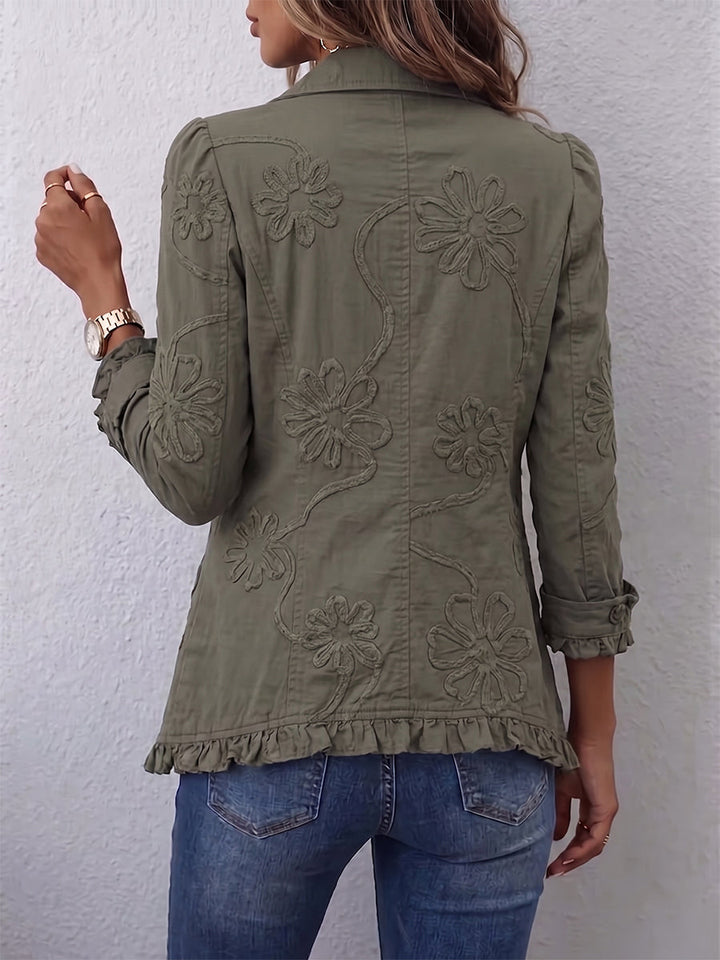 Perrine | Veste utilitaire à volants en broderie florale boho-chic