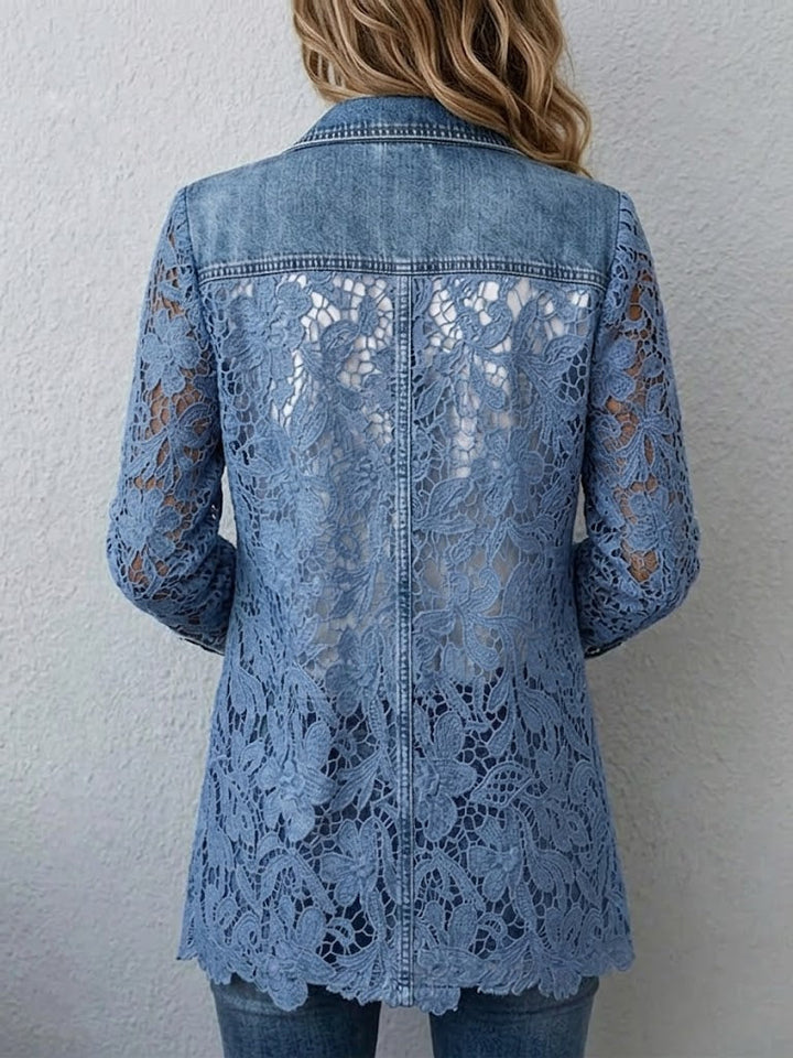 Isaline | Veste Blazer avec Panneaux en Dentelle Florale