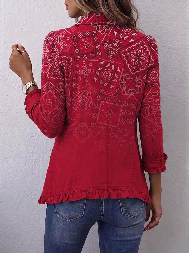 Sandrine | Veste Ruffle Imprimé Paisley Ombré Bohémien