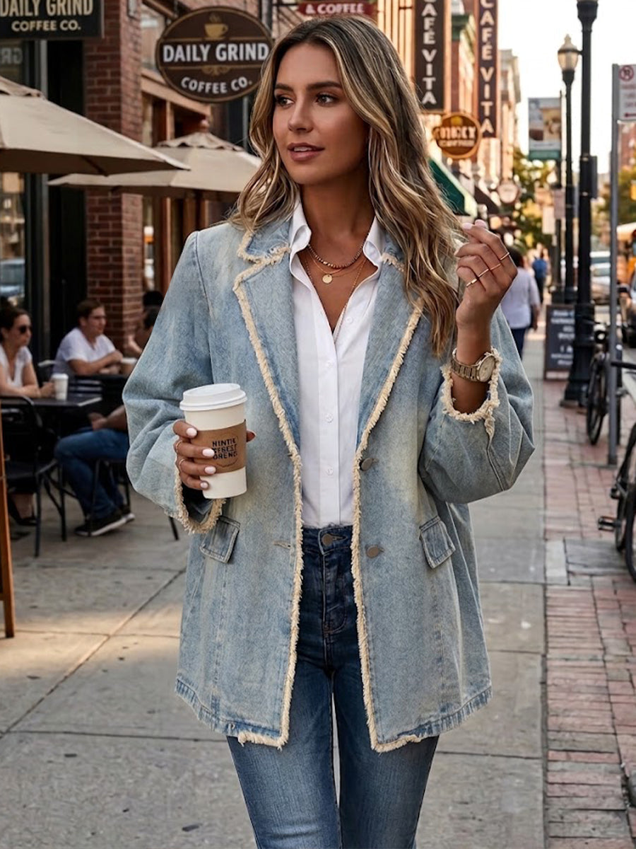 Hannah | Blazer surdimensionné de style vintage avec bords bruts