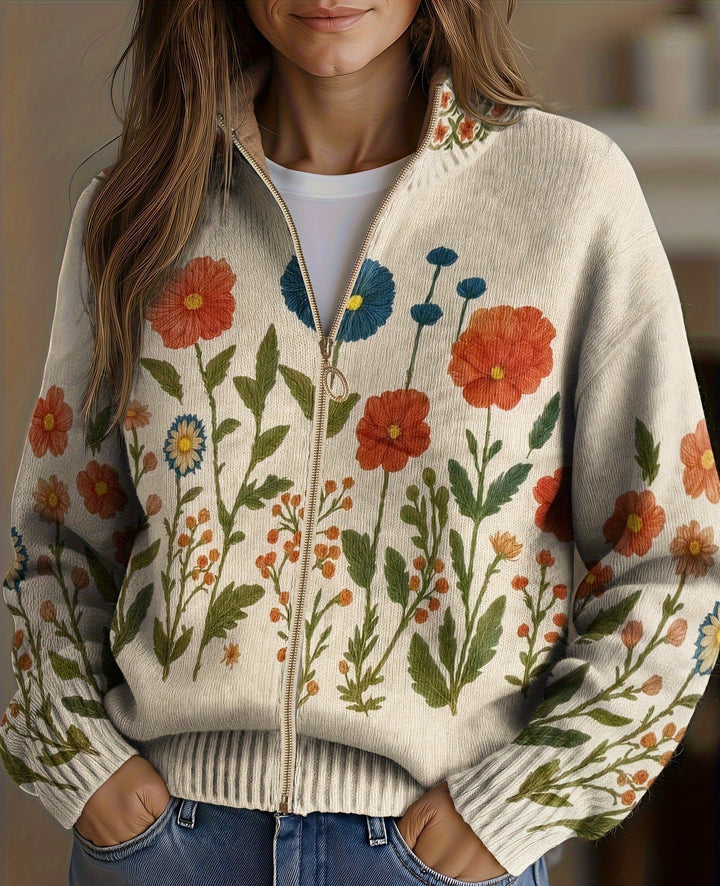 Charlotte - Cardigan zippé champ de fleurs sauvages